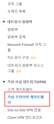 AWS VPC의 Virtual Private Gateway 메뉴