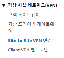 AWS Site-to-Site VPN 메뉴