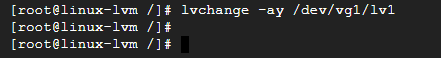 lvchange 명령으로 lv1을 다시 활성화한 화면